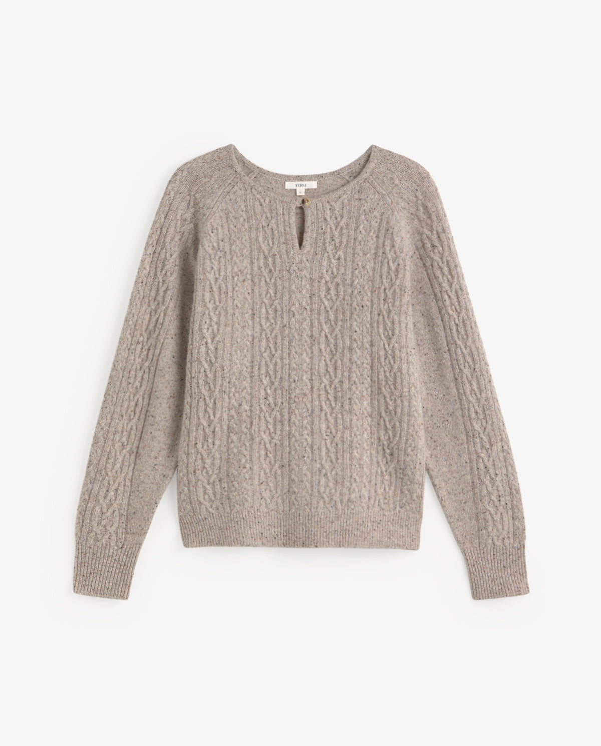 Tricot Yerse Cable Knit Tweed Sweater