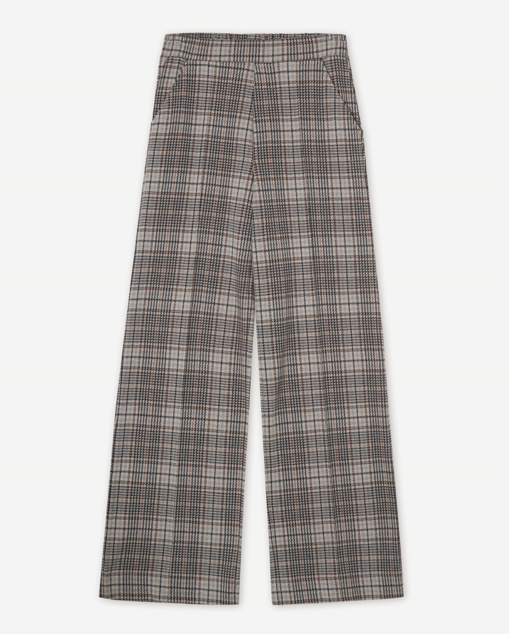 Pantalon Yerse Wide-Leg Check Trousers