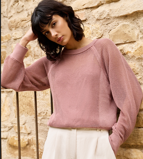 Chandail Yaya Mesh Stitch Raglan Sweater
